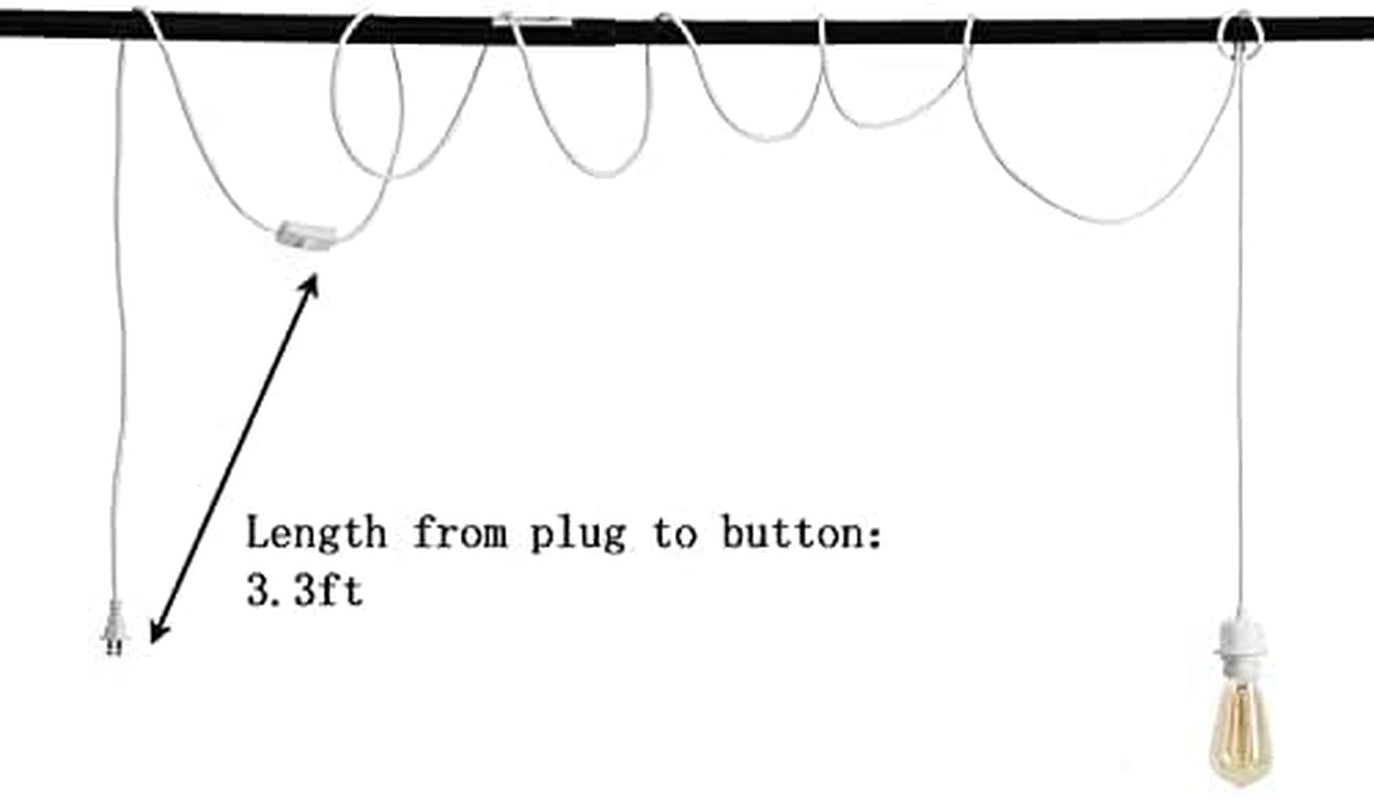 2 Pack Plug in Pendant Light Cord Kit, DIY Extension Hanging Lighting with E26 Socket & Switch - 15 FT